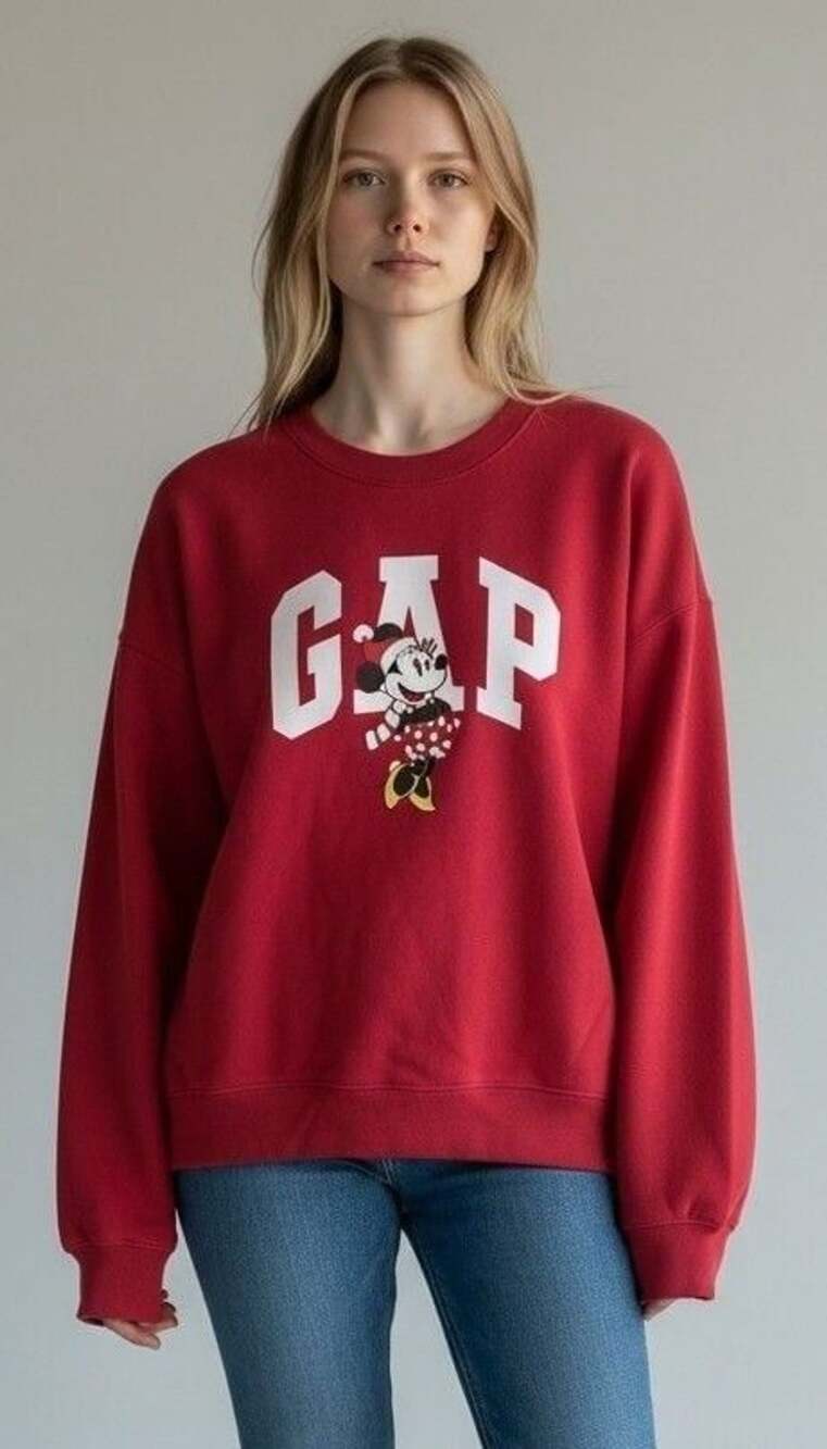 Gap x Disney Minnie Mouse Logo Sweatshirt Size L Red